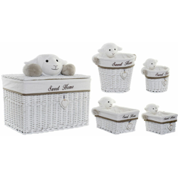 Set di Cestini Poliestere vimini Pecora (5 pcs) - Dkd Home Decor en oferta