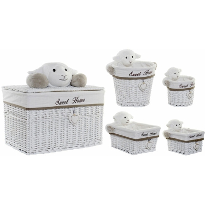 Set di Cestini Poliestere vimini Pecora (5 pcs) - Dkd Home Decor