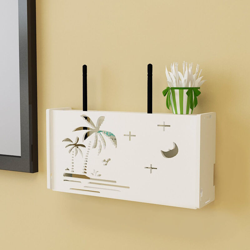 Scatola portaoggetti per router WiFi, mensola da parete in PVC, staffa per appendere, organizer per cavi, albero di cocco in stile estivo grande en oferta