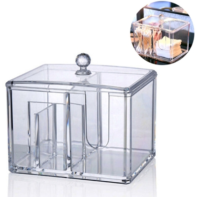 Zqyrlar - Dispenser per tampone di cotone Contenitore per batuffoli di cotone e tampone con coperchio Organizzatore rotondo in cotone acrilico