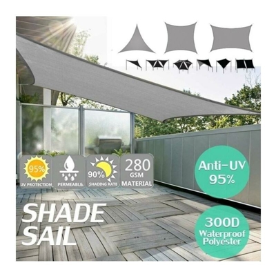 Tenda a vela impermeabile 420D Oxford Poliestere Tenda da sole Tendalino da esterno Grigio Grigio Triangolo regolare 3x3x3m