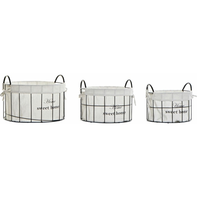 Set di Cestini Lino Metallo Loft (3 pcs) - Dkd Home Decor