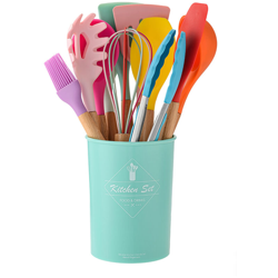 Set di utensili da cucina in silicone 11Pcs Set di utensili da cucina Set di utensili da cucina in gel di silice Set di utensili da cucina resistenti precio