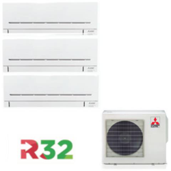 Condizionatore Fisso Multisplit Mxz-3f54vf+3xmsz-ap25vg Potenza 9000+9000+9000 Btu / H Classe A+++ / A++ Inverter Pompa Di Calore en oferta