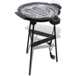 Barbecue elettrico rotondo con supporto BBQ Grill da giardino - Nero en oferta