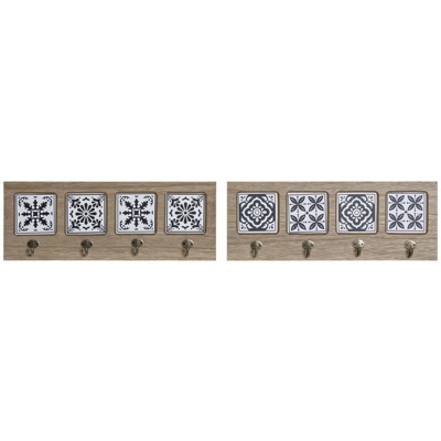 Appendiabiti Azzurro Metallo Mozaic Legno MDF (2 pcs) (48 x 1.2 x 17.5 cm) - Dkd Home Decor