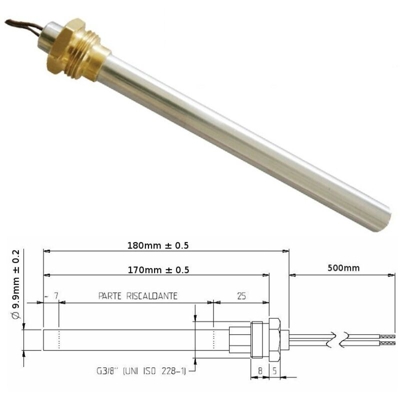 Resistenza Candeletta Stufa a Pellet 3/8 300W 180mm Laminox OLIVIERI