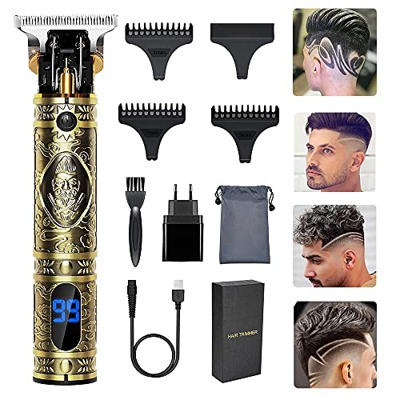 Tagliacapelli Uomo, Aikufe Tagliacapelli Uomo Professionale Ricaricabile Senza Fili macchinetta per capelli Rifinitore Rasoio Elettrico Barba T-Blade 