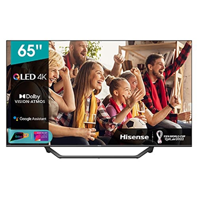 Hisense 65" QLED 4K 2021 65A78GQ, Quantum Dot, Smart TV VIDAA 5.0, HDR Dolby Vision, IPS, Audio Dolby Atmos, Controlli vocali Alexa / Google Assistant