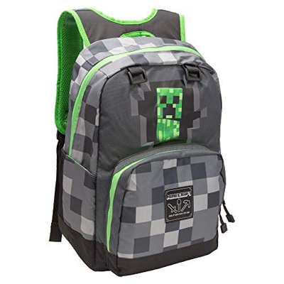 JINX Zaino Minecraft Creepy Creeper Unisex Bambini, Grigio (Grey), 44 centimeters