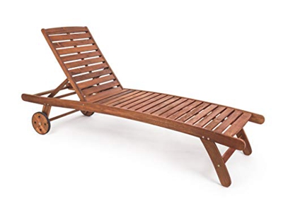 Bizzotto Lettino in Legno di Acacia da Giardino 4 Posizioni Regolabili Rifinitura Ad Olio cm. 196 x 65 x h. 33