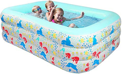 KIKILIVE Piscina Gonfiabile Piscina Rettangolare 1.5M/1.8M/2.1M per Famiglie per Bambini e Adulti, per intrattenimento, per Cortili, Feste acquatiche 