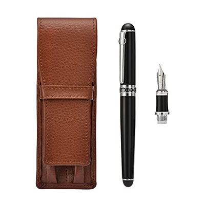 Duke, penna stilografica con pennino fude e medio intercambiabili, per scrittura a mano, firma, calligrafia, disegno e schizzi, con astuccio per la pe