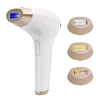 Epilatore a Luce Pulsata IPL, Dispositivo di Epilator con 500000 Luce e 5 Livelli di Energia e 2 Modalità del'uso Viso/Bikini/Ascelle (3in1Oro)