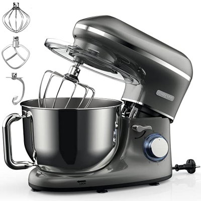 CHeflee Impastatrice Planetaria Multifunzione, Rumore Basso 1500W Robot da Cucina, Capacità 5,5 L,Grigio
