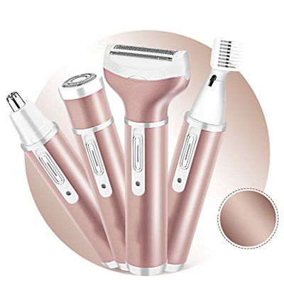 4 In 1 Depilazione Rasoio Da Donna, Anself Donna Rasoio Elettrico Da Donna Set Per La Cura Del Corpo, Trimmer Vibrissae Ricaricabile, Area Bikini/Asce