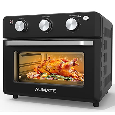 AUMATE Friggitrice ad Aria 18L, Forno Ad Aria Calda, Fornetto Elettrico Compatto Ventilato,1550W Forno-Friggitrice Senza Olio, Air Fryer Oven, 4 Acces