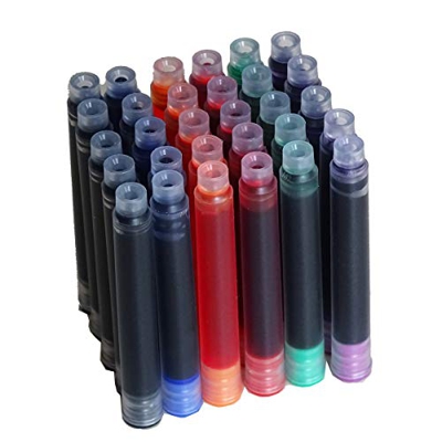 Jinhao Set di 30 cartucce d'inchiostro per penna stilografica, di vari colori Set di 6 colori.