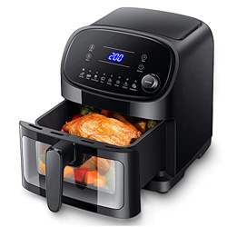 KÝVÖL Friggitrice ad Aria 5,7 Litri Air Fryer con Finestrella Trasparente, 8 Programmi, Friggitrice ad Aria Senza Olio Display LED, Ricette in Italian características
