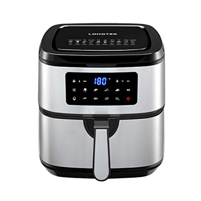 Friggitrice ad Aria Friggitrice-Senza-Olio Airfryer - con 10 Programmi LED digitale Touch Screen Preriscalda Tempo e Temperatura Regolabili (7.5L)