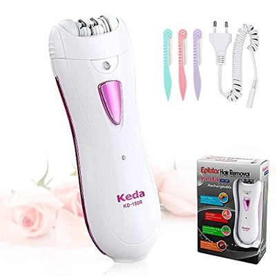 ULPEAK Epilatore, Donna Epilatore Senza Fili Elettrico Epilatori Con LED per Viso Rasoio Elettrico Donna, Trimmer Bikini Gambe