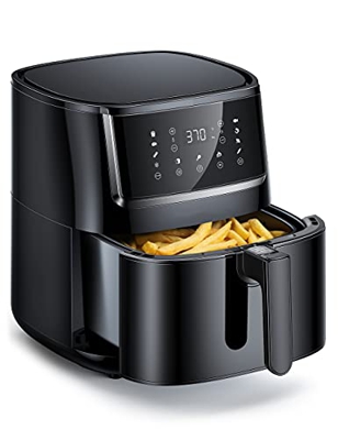 Friggitrice ad Aria, 1750W Airfryer con LED Touch Screen, Timer, Temperatura Regolabile e cestello antiaderente, 11 Menù Preimpostati e 50 Ricette per