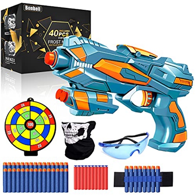Pistole Giocattolo per Nerf Dardi, Pistole Blaster con Dardi, Occhiali Protettivi, Polsino, Bersaglio e Maschera, Pistola Giocattolo Regalo di Complea