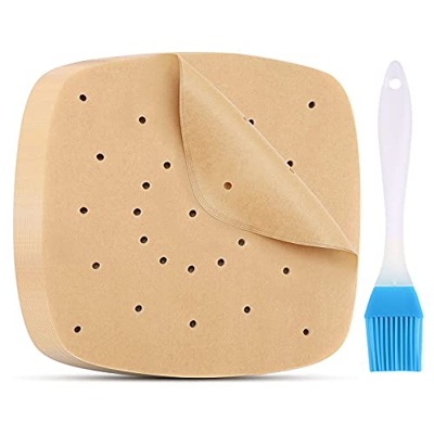 200 Pezzi Carta forno per Friggitrice ad aria,Realizzato con Pasta di Legno Cruda,(20cm )Unbleached Carta per Friggitrice ad aria, facile da pulire, l