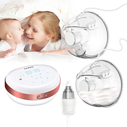 Tiralatte indossabile, tiralatte elettrico doppio, tiralatte a mani libere con aspiratore nasale per bambini, a prova di perdite, ultra silenzioso (5  en oferta