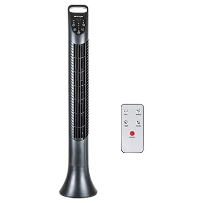 Edaygo Ventilatore a Torre, Colonna con telecomando e timer, 40 W, 3 livelli, oscillazione 70°, altezza 91,5 cm, colore: Nero