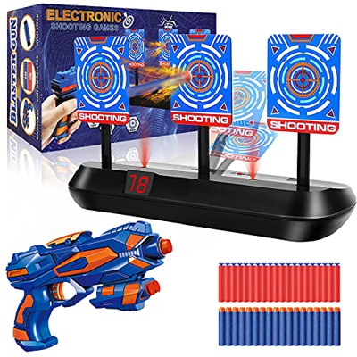 Bersaglio Elettrico per Nerf con Pistole Giocattolo, 40 Dardi Proiettili e Polsino, Ripristino Automatico Digitale Punteggio Target con Effetto Luce S