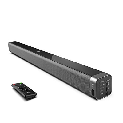 Soundbar TV, 120dB 37 Pollici, Barra Soundbar 2.0 Canali Bluetooth 5.0, Altoparlante Hi-Fi Suono Surround DSP/3D per Home Cinema, 4 Modalità di Audio 