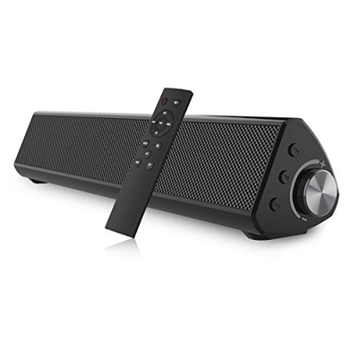 Portable Sound bar, Bestisan Soundbar and Wireless Bluetooth 5.0 Speaker for TV Speakers Mini Home Theater Surround with Built-in Subwoofers Remote Co