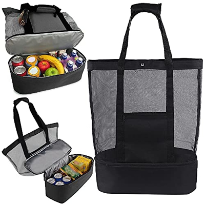 GerTong - Borsa da spiaggia, portatile, portatile, borsa da spiaggia, con scomparto termico termico, borsa per picnic, per esterni, campeggio, barbecu