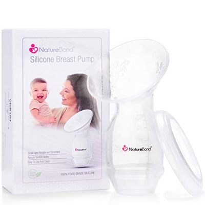 Tiralatte in silicone NatureBond Aspirazione manuale per risparmiare latte. Nuovo pacchetto base 2019 con copertina in una scatola regalo rigida. Senz