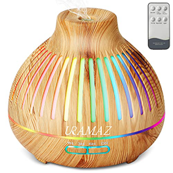 URAMAZ Diffusore di Oli Essenziali 400ml, Diffusore Essenze Diffusore di Aromi Ultrasuoni Umidificatore, Diffusore con Telecomando / 7 Colori / 4 Impo características