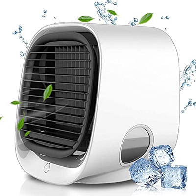 Lahuko Climatizzatore Condizionatore Portatile Raffreddatore d'Aria 4-in-1 Mini Air Cooler Raffreddatore Evaporativo Portatile con 3 velocità e 7 LED 