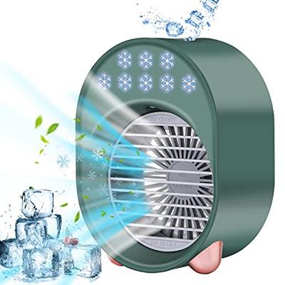 Condizionatore Portatile Personale, 4 IN 1 Personale Cooler Ventilatore Mini Raffreddatore D'aria, 3 velocità Regolabili 7 Colori,per Casa e Ufficio,V