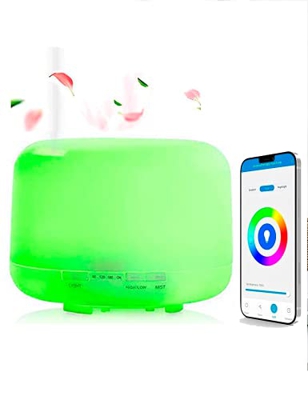 Umidificatore di oli essenziali, diffusore di aromi a ultrasuoni, 500 ml, compatibile con Alexa e Google Home, Multicolore, deodorante, aromaterapia