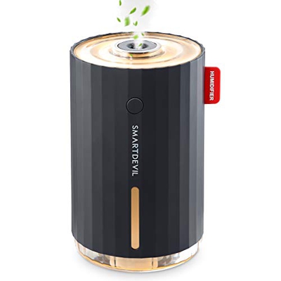 SmartDevil Umidificatore(No batteria),Mini Umidificatore a Ultrasuoni,Auto spegnimento Senza Acqua e 2 modalità nebulizzazione Regolabile, Super silen
