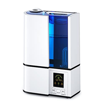 Umidificatore Ambiente Ultrasuoni,Humidifier HERILIOS Purificatore d'Aria, Grande Capacità 4L, Display LED, 14 Ore di Durata per Termosifoni, Modalità