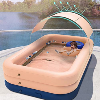 InLoveArts Piscina Bambini, Piscina Gonfiabile Famiglia con 3 Camera d'Aria Individuali, PVC Piscine per Bambini da Giardino Piscina Sport All'Aperto 