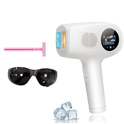 Epilatore a Luce Pulsata, Epilazione per Corpo e Viso Epilazione laser indolore IPL Sistema Raffreddamento a Ghiaccio Display LED 999.999 IPL lampeggi