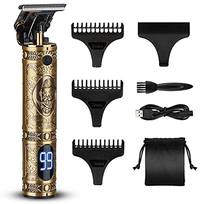 Tagliacapelli Uomo Professionale, Tagliatrice Capelli Trimmer, Barbiere Barba Elettrica Trimmer e Precisione Impermeabile con 3 Pettini, T-Blade 0mm R