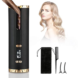 Ferro Arricciacapelli Automatico Senza Fili, con Display LCD, Temperatura Regolabile e Timer, Bigodino Portatile in Ceramica, Ricarica USB e Ricaricab precio