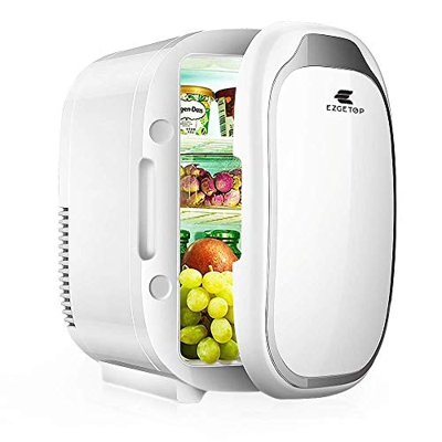 EZGETOP 8L Mini frigo 2 in 1 Portatile 220V / 12V per la Cura Della Pelle e Cosmetici Cibo Frutta Verdura Bevande Fresco Caldo Fresco, 8 Lattine 330 m