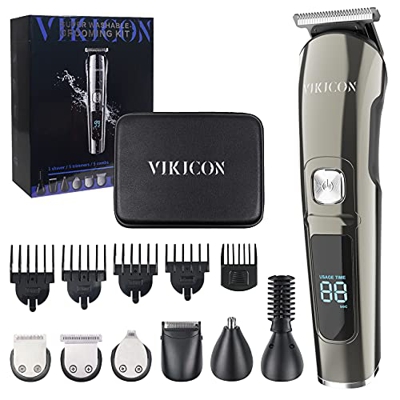 VIKICON Bodygroom 11 in 1 Tagliacapelli Uomo, Regolabarba Professionale, Rasoio Elettrico per Corpo/Naso/Orecchie, Rasoio Parti Intime uomo, Impermeab