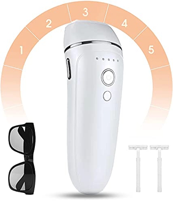 LAVETER - Epilatore a luce pulsata 999,999 Flashes IPL depilazione definitiva con 2 modalità 5 livelli di energia, epilazione professionale per donna,