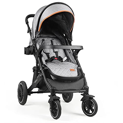 Belecoo Passeggino Leggero, dalla Nascita fino a 4 Anni, Passeggino Compatto Pieghevole con Posizione Nanna, Coprigambe, Vassoio e Cestino della Spesa