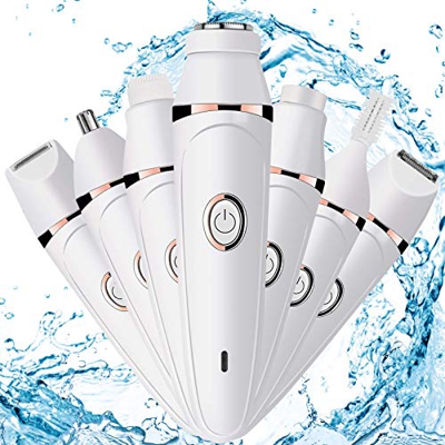 Depilatore Donna 7 In 1, Epilatore Multifunzione, Rasoio Elettrico Donna Ricaricabile USB, Umido e Asciutto, Impermeabile Indolore per Linea Bikini, N